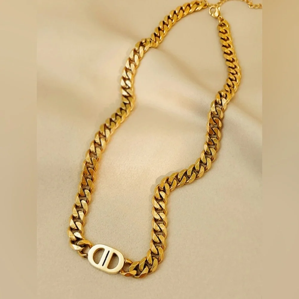 Gold Plated Stainless Steel Chain Necklace - Picture 3 of 4